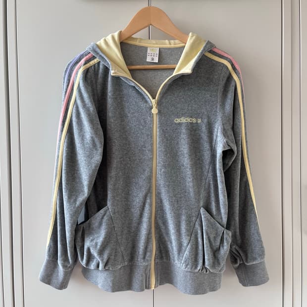 아디다스 솜사탕 삼선 무지개 후드집업 