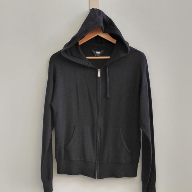 DKNY SPORT 블랙 니트  후드 집업 S