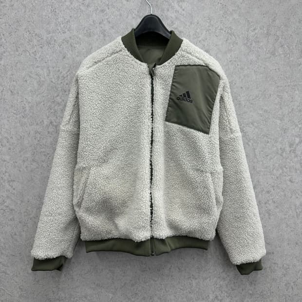 90 아디다스 여자 양면 리버서블 뽀글이 항공점퍼