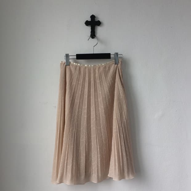 Pattern point pleats midi skirt