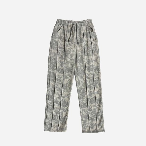 새상품 뉴얼린 플라워 엠블럼 비즈 핀턱 팬츠 그레이