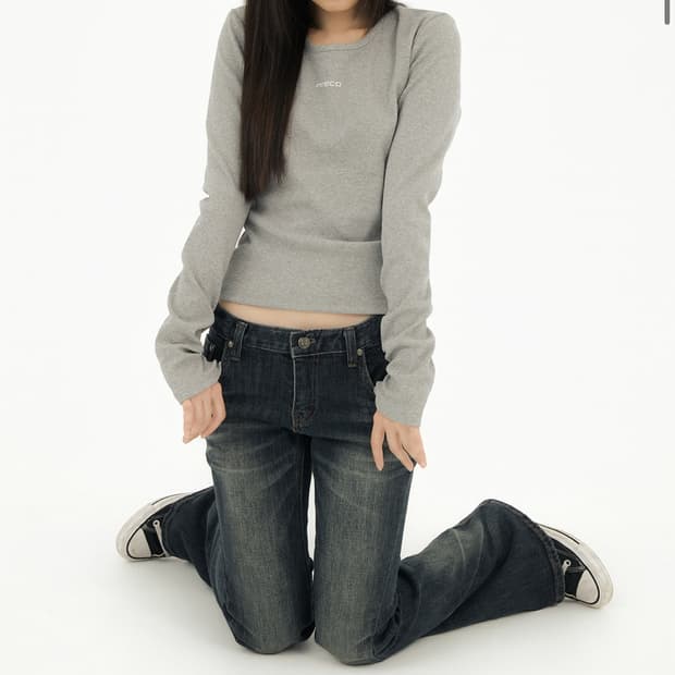 미레코 미니 로고 티셔츠 그레이