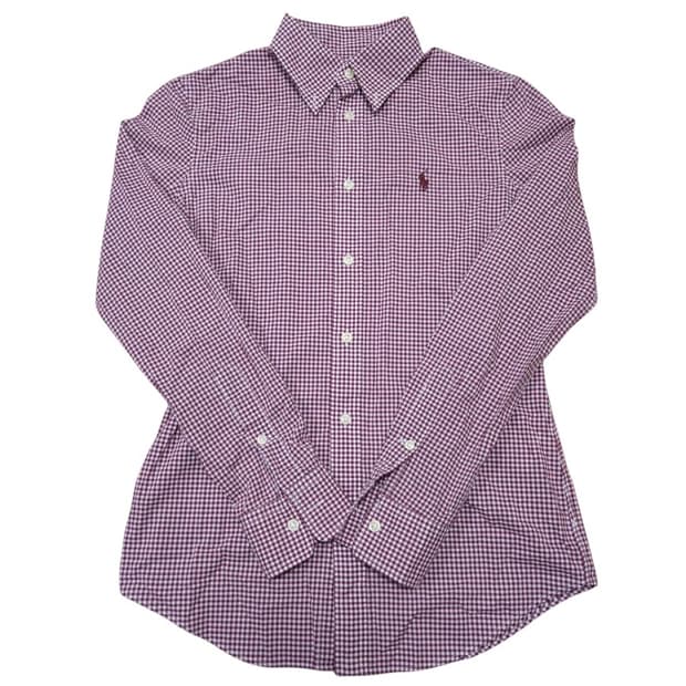 바배) 폴로 랄프로렌 슬림핏 버건디 체크 패턴 셔츠