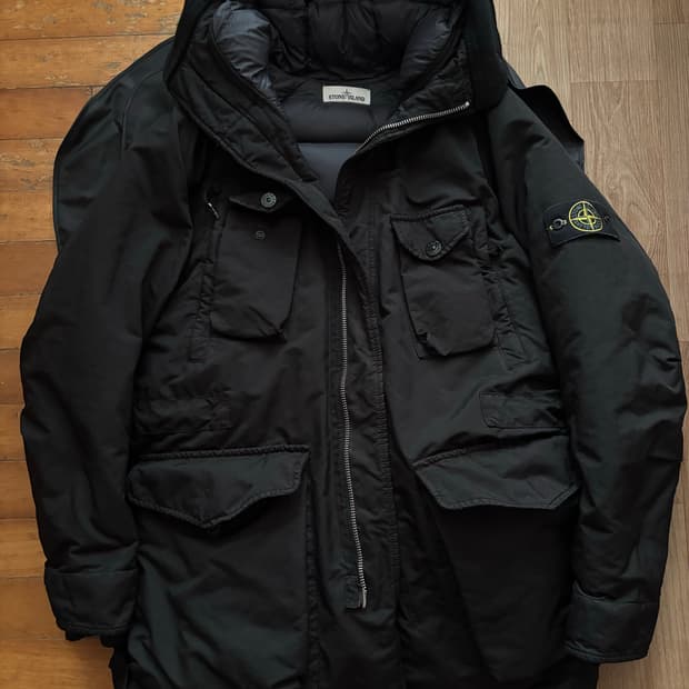 스톤아일랜드 다비드tc 롱패딩 블랙 xl