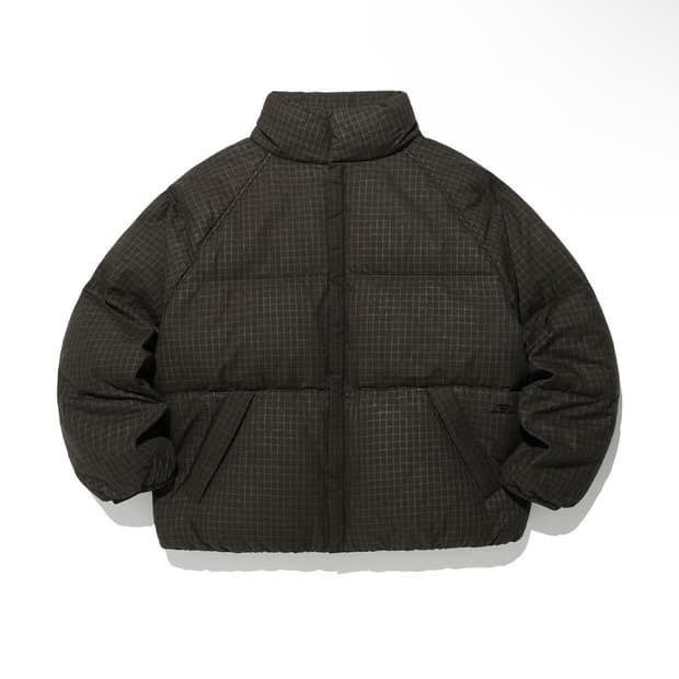 나이스고스트클럽 체크다운 패딩 브라운