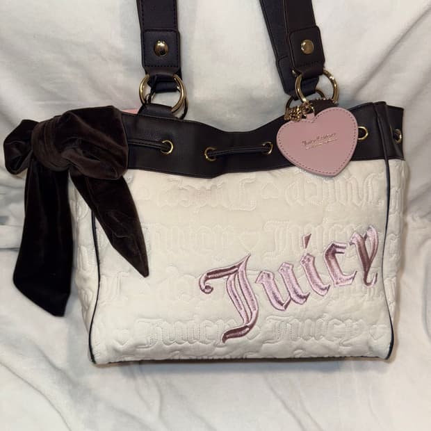 쥬시꾸뛰르 벨벳 데이드리머 숄더백 가방 갸루 핀터깔 토트백 핑크