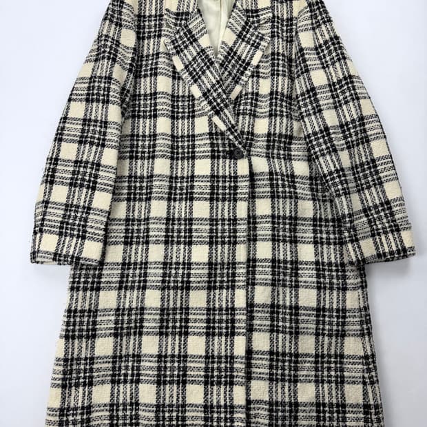 90s Liz Claiborne 울 체크 트위드 코트