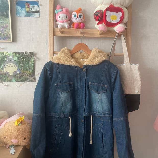 모리걸 빈티지 데님 양털 후드 자켓 💙💛