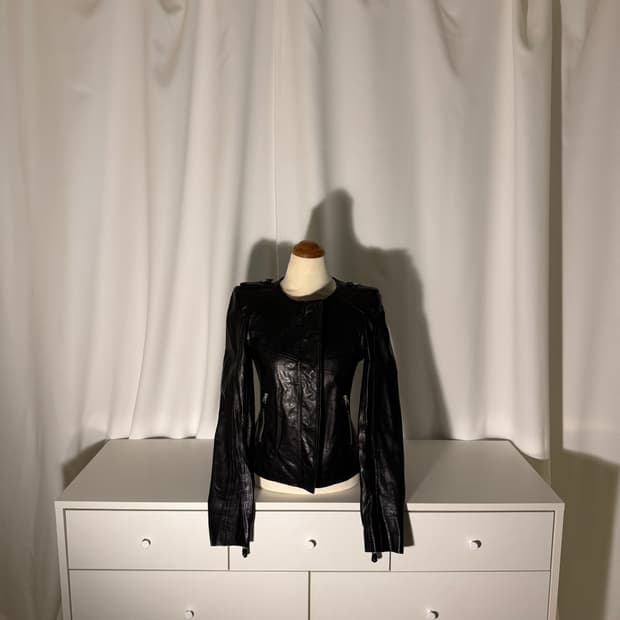 crop lambskin leather jacket
