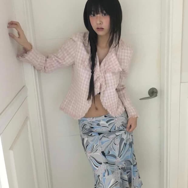 lovecannedfruit 핑크 트위드  갸루 러블리 빈티지