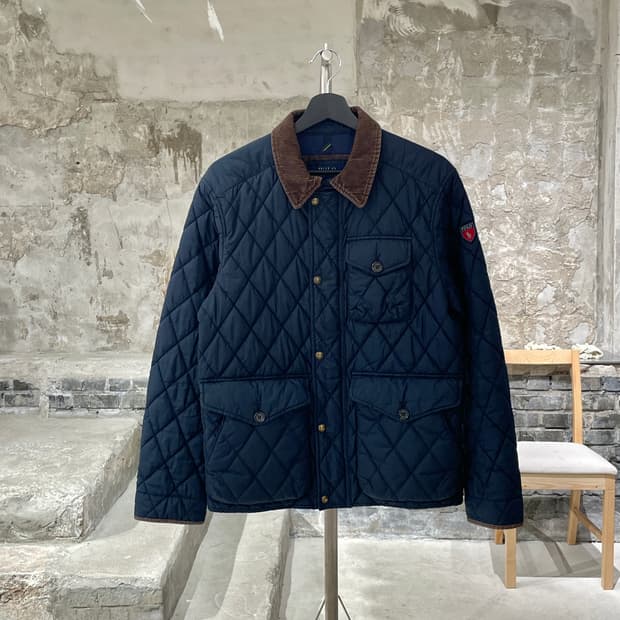 폴로 랄프로렌 다크 네이비 패치 로고 퀼팅 자켓