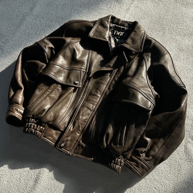 트와이스 레더자켓 봄버 시보리 가죽자켓 m