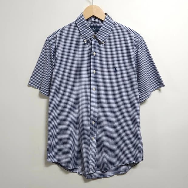 100~105 POLO 폴로 랄프로렌 반팔 셔츠 네이비 깅엄 체크 커스텀
