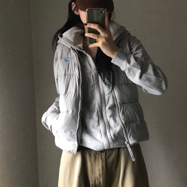 홀리스터 연그레이 패딩조끼