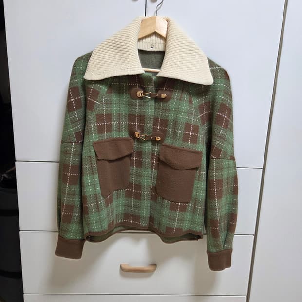 카키브라운 모직 니트자켓