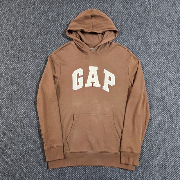 갭 GAP 아치 로고 브라운 풀오버 후드티
