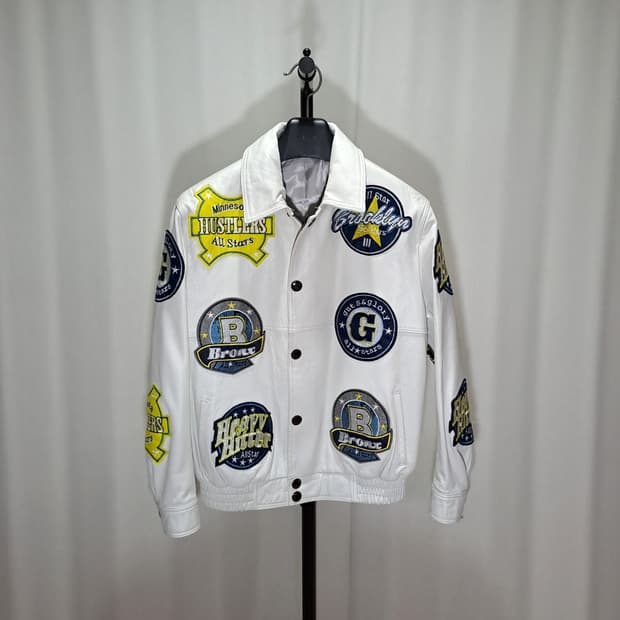 (택포) 양가죽 패치 블루종 범버 S B386