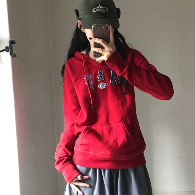 아베크롬비 레드 후드티
