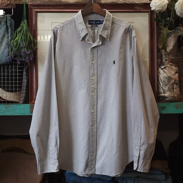 90s 폴로 랄프로렌 체크셔츠 시티보이 셔츠 유니버시티 xxl