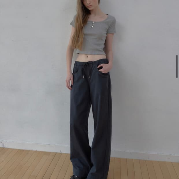 헤더먼트 worn cotton pants ash navy