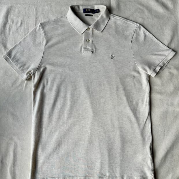 폴로 랄프로렌 오트밀 베이지 피케 카라티 커스텀 슬림핏 L