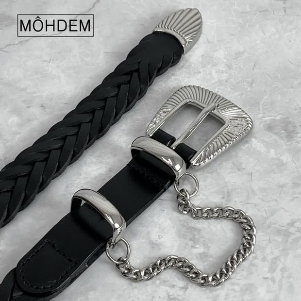 [Unisex] 웨스턴 체인 위빙 가죽벨트