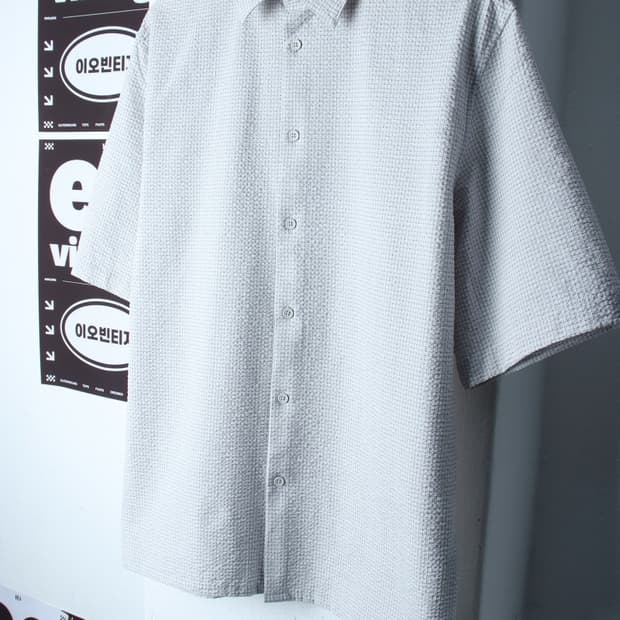 (M-XL) 자라 반팔 카라 티셔츠 셔츠 남방 시어서커-H35347