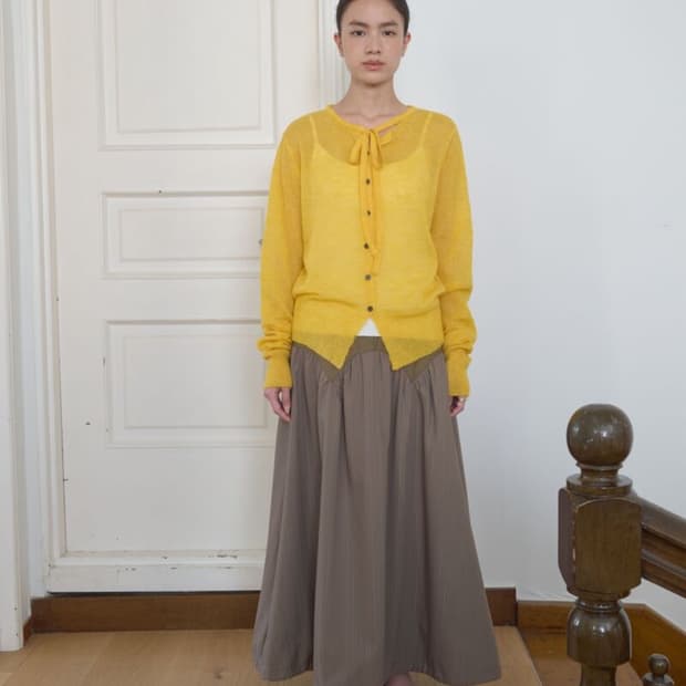 마조네 MAXI SHIRRING SKIRT_KHAKI