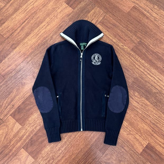 여성용 S 랄프로렌 로렌 클래식 로고 니트 집업 