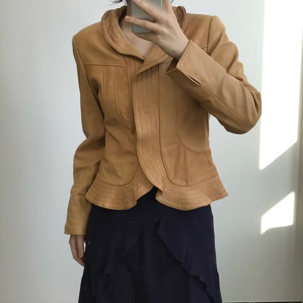 빈티지 프릴 양가죽 자켓