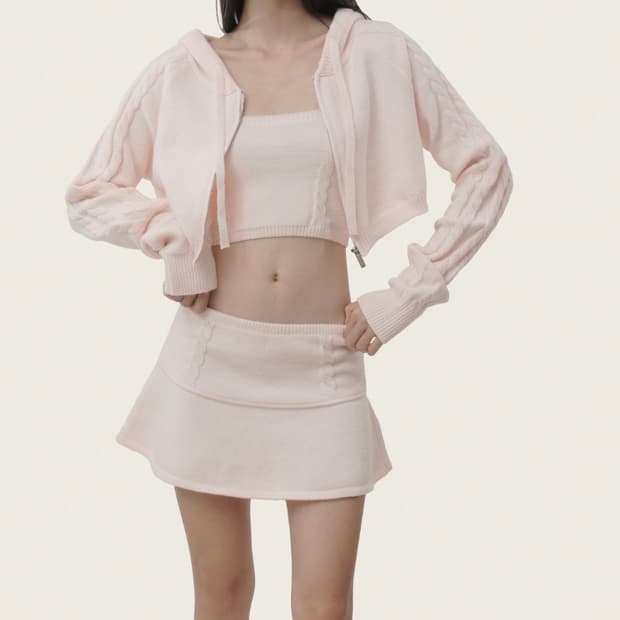 클리시어 츄츄 후드집업 베이비핑크