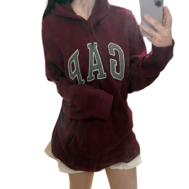 갭 버건디 후드티