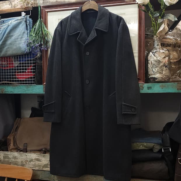 90s 트루사르디 울코트 발마칸 코트 챠콜 그레이 48