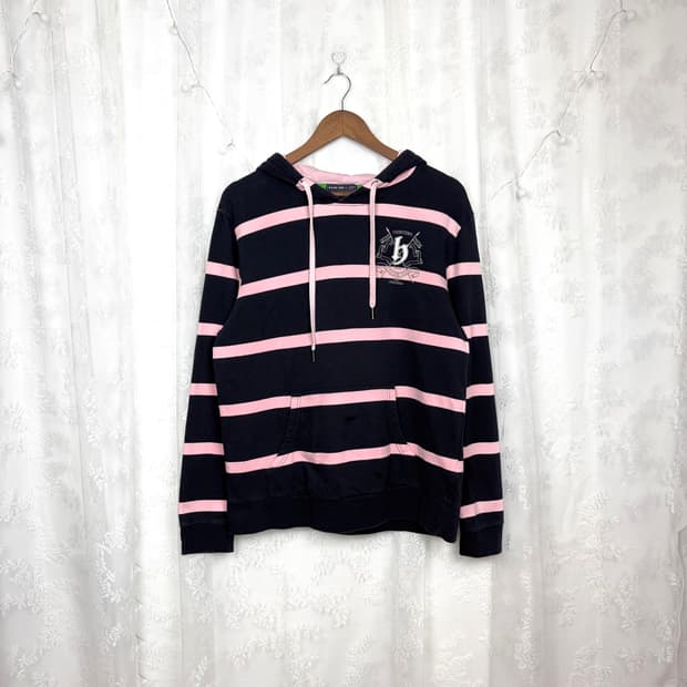 HANG TEN Navy Pink Stripe Hoodie