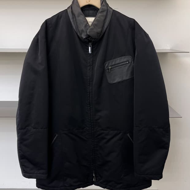 엠포리오 아르마니 투웨이 나일론 레더 넥 코트