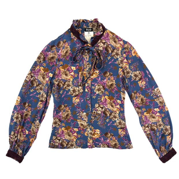 Dolce&Gabbana Floral Silk  Blouse/ 38