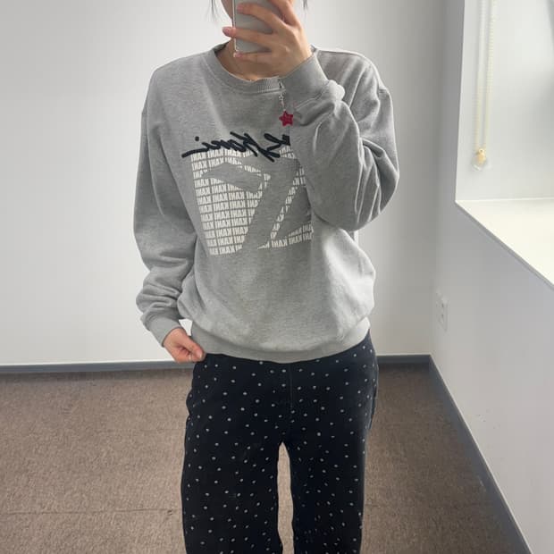 Khal Kani 칼카니 자수 로고 그레이 맨투맨