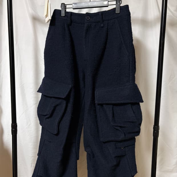 이예 울 네이비 카고 팬츠 