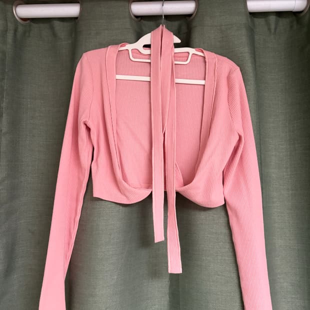 ZARA 리브드 볼레로 리본가디건