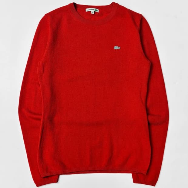 라코스테 화이트 크록 엘보 패치 울 니트 PN5333