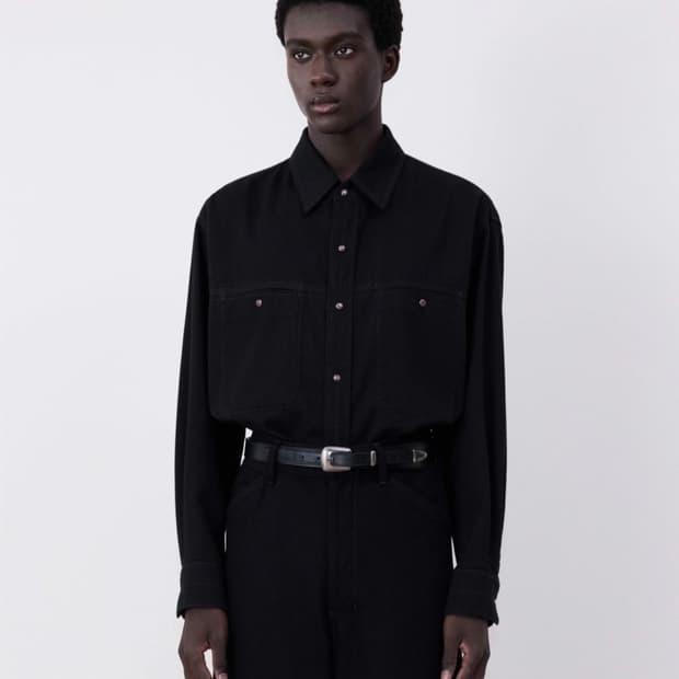 르메르 24fw 블랙데님 스냅 셔츠 (50사이즈)