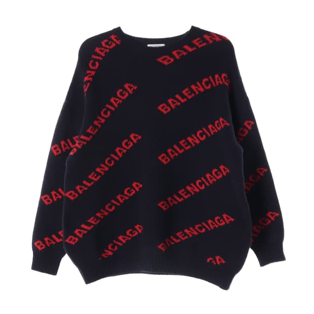 발렌시아가 올오버 로고 패턴 울 니트 스웨터