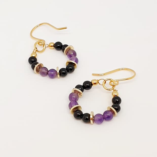 쉐도우 퍼플 후프 귀걸이