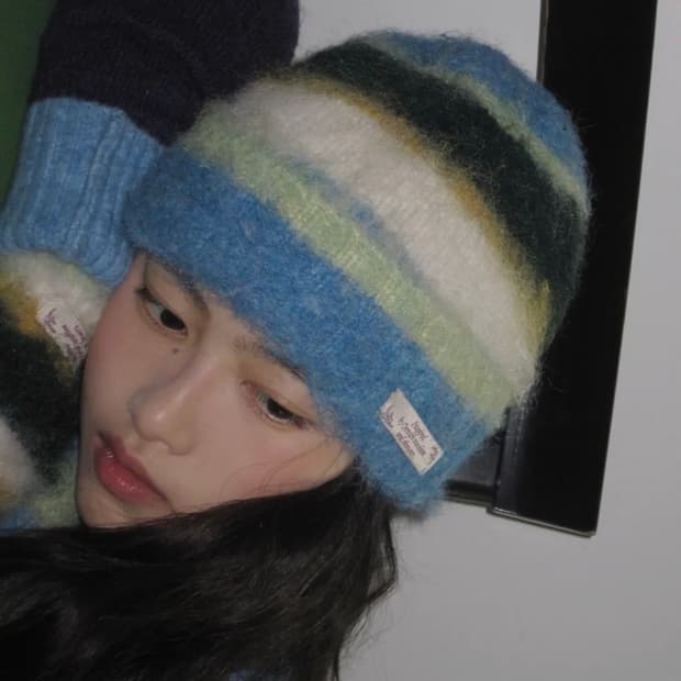 락피쉬웨더웨어 STRIPE SHAGGY BEANIE 민트