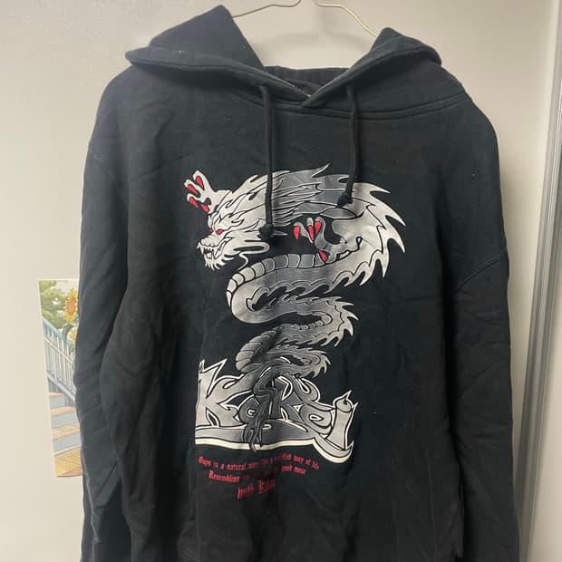 청룡 용 후드티 고딕 펑크 빈티지