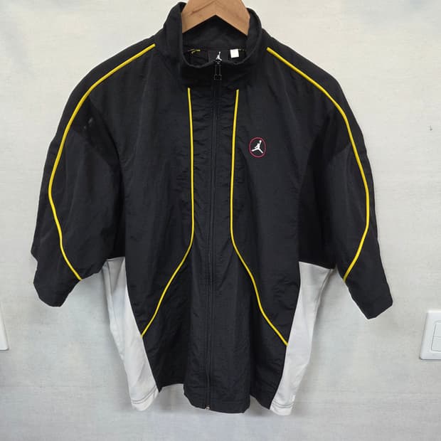 조던 90s 올드스쿨 점프맨 자수로고 메쉬 우븐집업 반팔자켓 m L