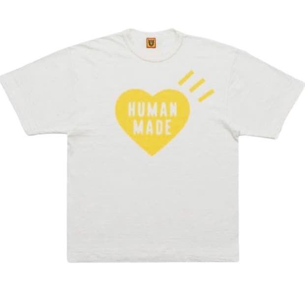 휴먼메이드 옐로우 하트 반팔 화이트