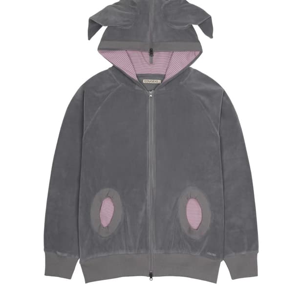 코이세이오HORN STRIPED ZIP-UP HOODIE 퍼플그레이