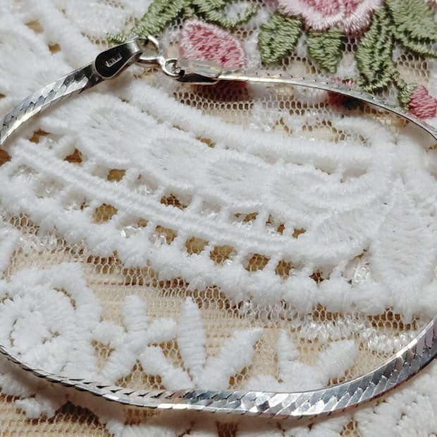 vintage)빈티지 이태리 실버925 헤링본 팔찌/은팔찌/뱀줄팔찌