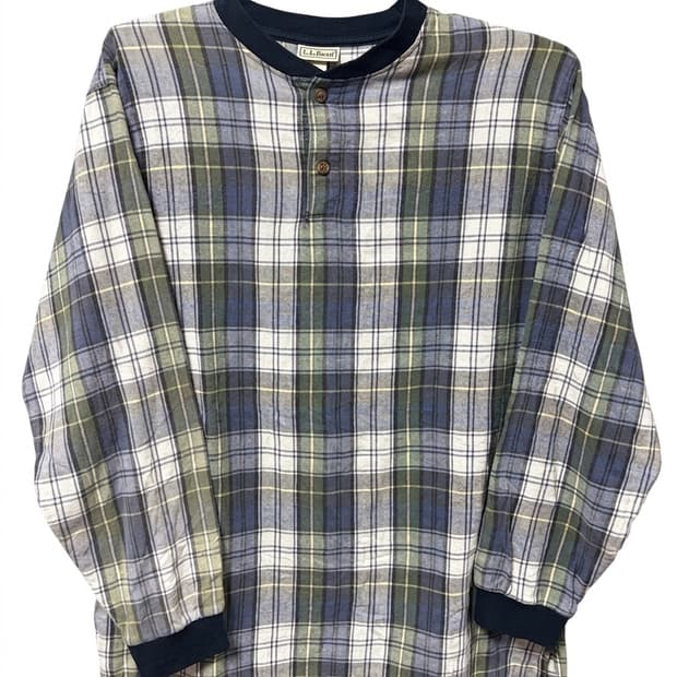 [LL Bean] 80-90s LL Bean 체크 헨리넥 티셔츠